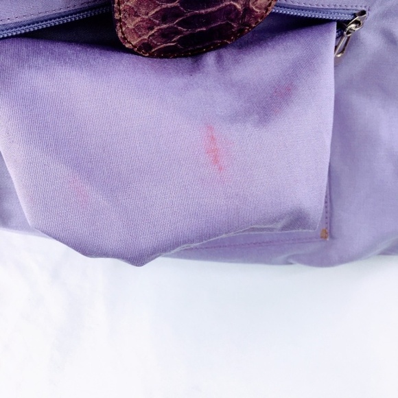 Claudia Firenze Snake Print Leather Shoulder Bag Purple Python Tote - Picture 13 of 16